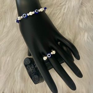 Evil eye ring and bracelet set